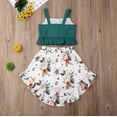 thumbnail image 2 of Mialoley 2 Pcs Girl's Suit, Solid Color Button Falbala Waistcoat, Irregular Floral Skirt, 2 of 7