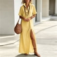 thumbnail image 6 of Women's Maxi Dress, Casual V-Neck Short Sleeve Striped Print with Side Split, Lightweight Flowy Dress for Summer Beach or Resort Wear, 2026 New Limited-time Offer, 6 of 6