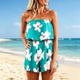 thumbnail image 4 of Gyexs Strapless Jumpsuits for Women Boho Floral Summer Casual Rompers 2026 Beach Vacation Clothes, Green Size XXXL, 4 of 5