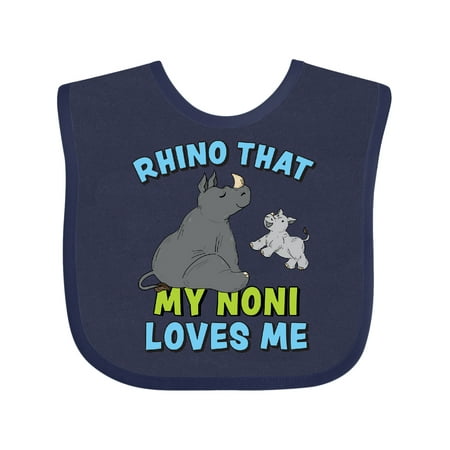 

Inktastic Rhino That My Noni Loves Me with Cute Rhinos Gift Baby Boy or Baby Girl Bib