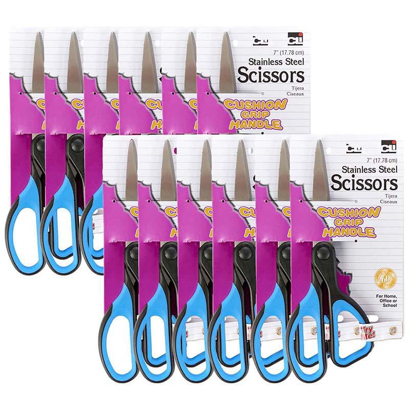 Charles Leonard Cushion Grip Scissors, 7 Inch, Straight, 12 Count