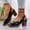 Black, variant on Women's Patent Leather Metal Buckle Peep Toe Wedge Sandals Wide Width Thick Heel Platform Summer Casual Shoes Non Slip Comfort Outdoor Beach Dress Sandals
