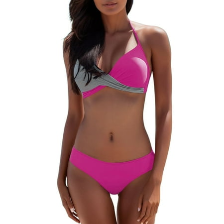 Women s Bikini Sets High Waisted 2 Piece Swimsuit Bra Beachwear Push Up Padded Bathing Suit For Women Swimwear Hot Pink XXL