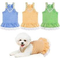 Dog Dresses for Small Dogs Girl Female Cute Plaid Dog Sundresses Puppy Cat Skirt Doggie Birthday Party Princess Dresses Pet Summer Clothes Apparel Costumes
