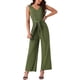 thumbnail image 1 of INSPIRAR CHIC Mono sin mangas para mujer con cintura ajustable, mono largo elástico con bolsillos en verde ejército, 1 of 5