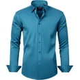 thumbnail image 1 of J.VER Camisas de vestir para hombre, camisa formal de manga larga, elástica, sin arrugas, informal, con botones, 1 of 4