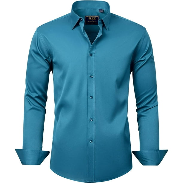 J.VER Camisas de vestir para hombre camisa formal de manga larga elastica sin arrugas informal con botones Walmart en linea