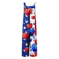 thumbnail image 4 of Hvot&aat 4th of July Romper For Women Independence Day Print Loose Buttoned Jumpsuit American Flag Wide Leg Overall with Pockets, 4 of 7