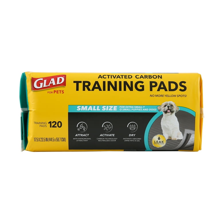 Glad for Pets Activated Charcoal Dog Training Pads Small Size 17.5 x 23.5 Odor Absorbing Pee Pads for Dogs Perfect for Training New Puppies Grey 120 Count Walmart