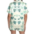 thumbnail image 4 of KKBOTIVE Women's Valentines Pajamas Set Printed Short Sleeve Sleepwear Button Down Pajama Shorts Sets Women's Fashion Daily Loungewear ( Light Green-11 Size: XL ), 4 of 6