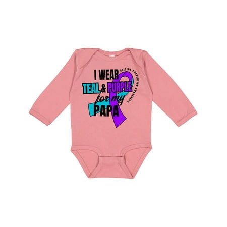 

Inktastic Suicide Prevention I Wear Teal and Purple for My Papa Gift Baby Boy or Baby Girl Long Sleeve Bodysuit