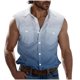 thumbnail image 2 of Camiseta sin mangas con cuello vuelto para hombre, estilo informal, a la moda, con estampado degradado, cuello vuelto, sin mangas, bolsillos, deportiva, de poliéster, 2 of 5