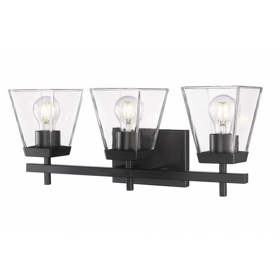 3 Light Vanity Light Fixture in Traditional Style-8.5 inches Tall and 22 inches Wide-Matte Black Finish Bailey Street Home 372-Bel-4961831