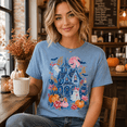 thumbnail image 4 of Spooky Haunted House Halloween T-Shirt, Cute Ghost Pumpkin Graphic Tee, Retro Fall Shirt, Spooky Season Apparel Gift - Chambray, 2XL, 4 of 5
