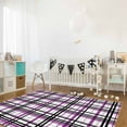 thumbnail image 3 of Area Rug 2'7''x5' Abstract Stripes Purple Black Grey Plaid Washable Area Rugs Non Shedding Floor Carpet Rubber Backing Non-Slip Indoor Mats for Living Room Bedroom Kitchen, 3 of 8