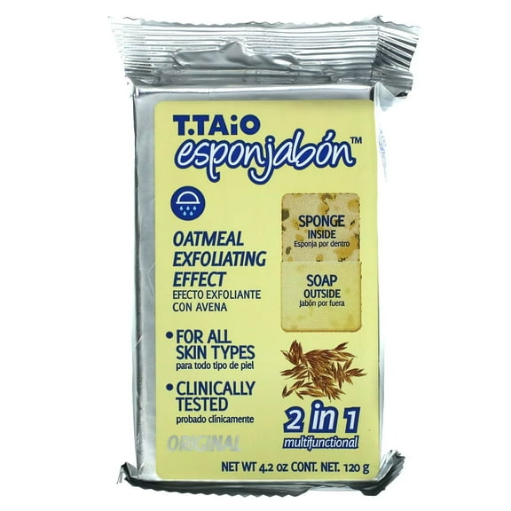 T.Taio Esponjabon 2 in 1 Soap Sponge, Oatmeal Exfoliating
