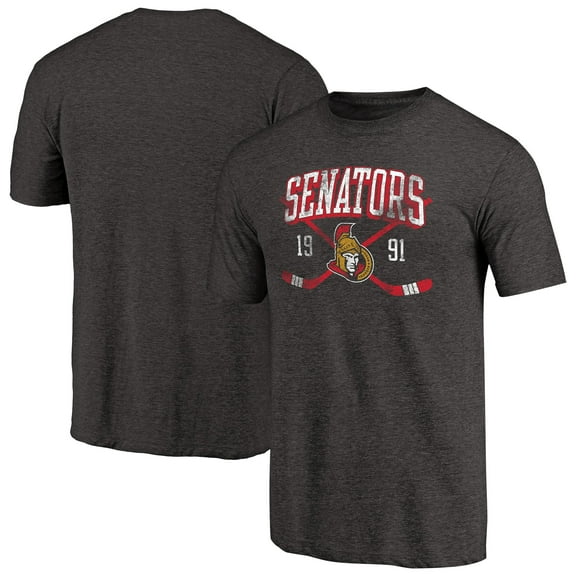 Men's Black Ottawa Senators Vintage Collection Line Shift Tri-Blend T-Shirt