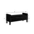 thumbnail image 6 of PORKISS Velvet Storage Bench, Upholstered Tufted Button Storage Ottoman with Nails Trim, Modern End of Bed Seat with Armrest for Living Room, Bedroom, Entryway, Black, 6 of 9