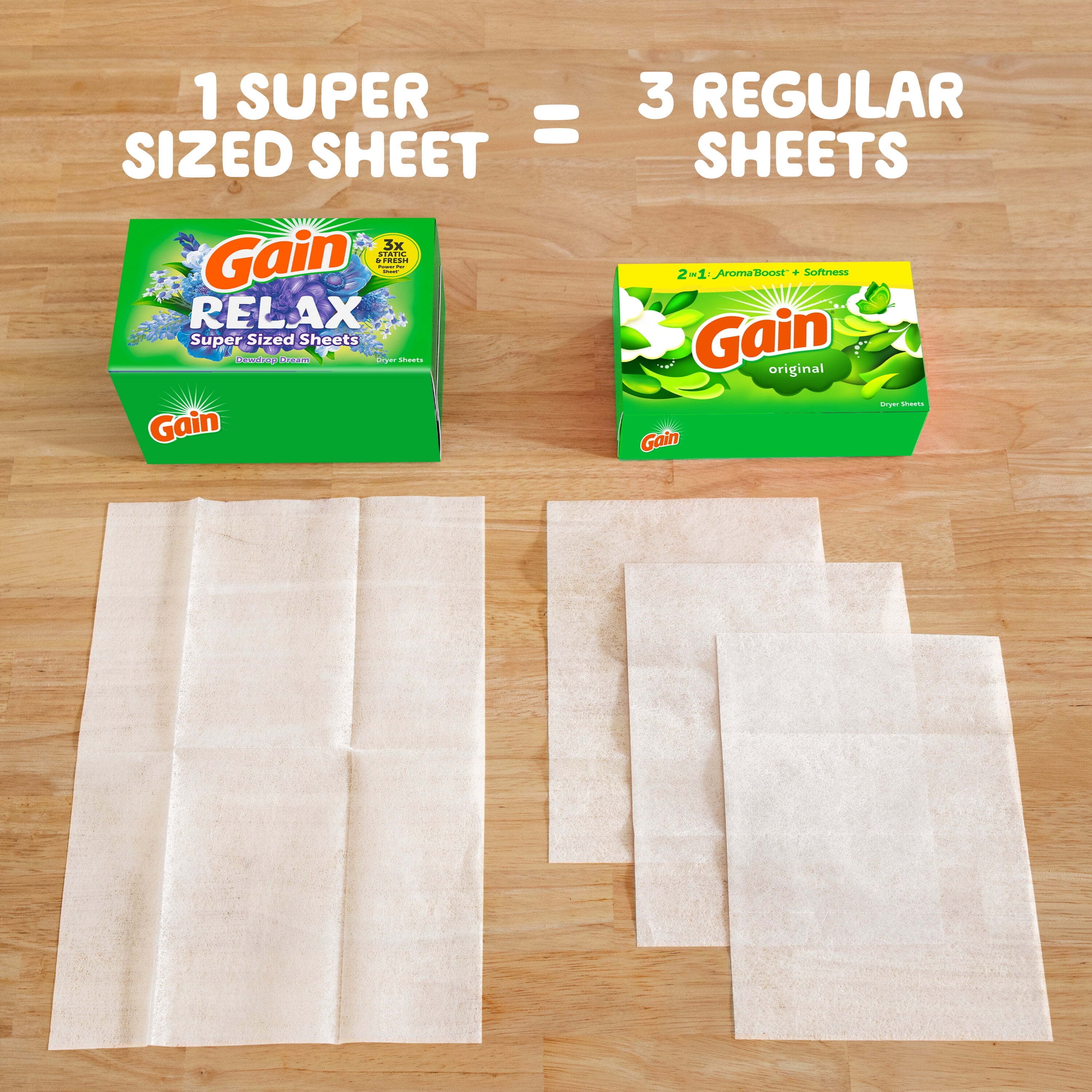 Gain Super Sized Dryer Sheets, Relax, Dewdrop Dream Scent, 130 Count