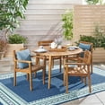 thumbnail image 2 of GDF Studio Harmony Outdoor Acacia Wood 5 Piece Dining Set, Teak, 2 of 13