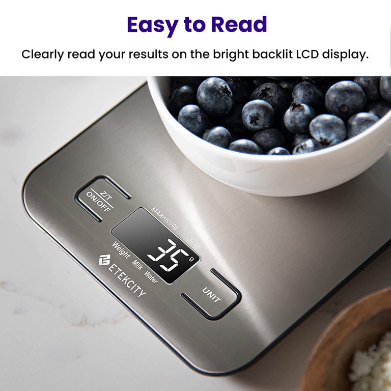 Etekcity Kitchen Scale EK6015, Digital food scale in Grams and Ounces for  Weight Loss, Baking, Cooking, Keto and Meal Prep, with high-precision of  0.04oz/1g, 304 Stainless Steel, 11 lb/5kg, Silver 