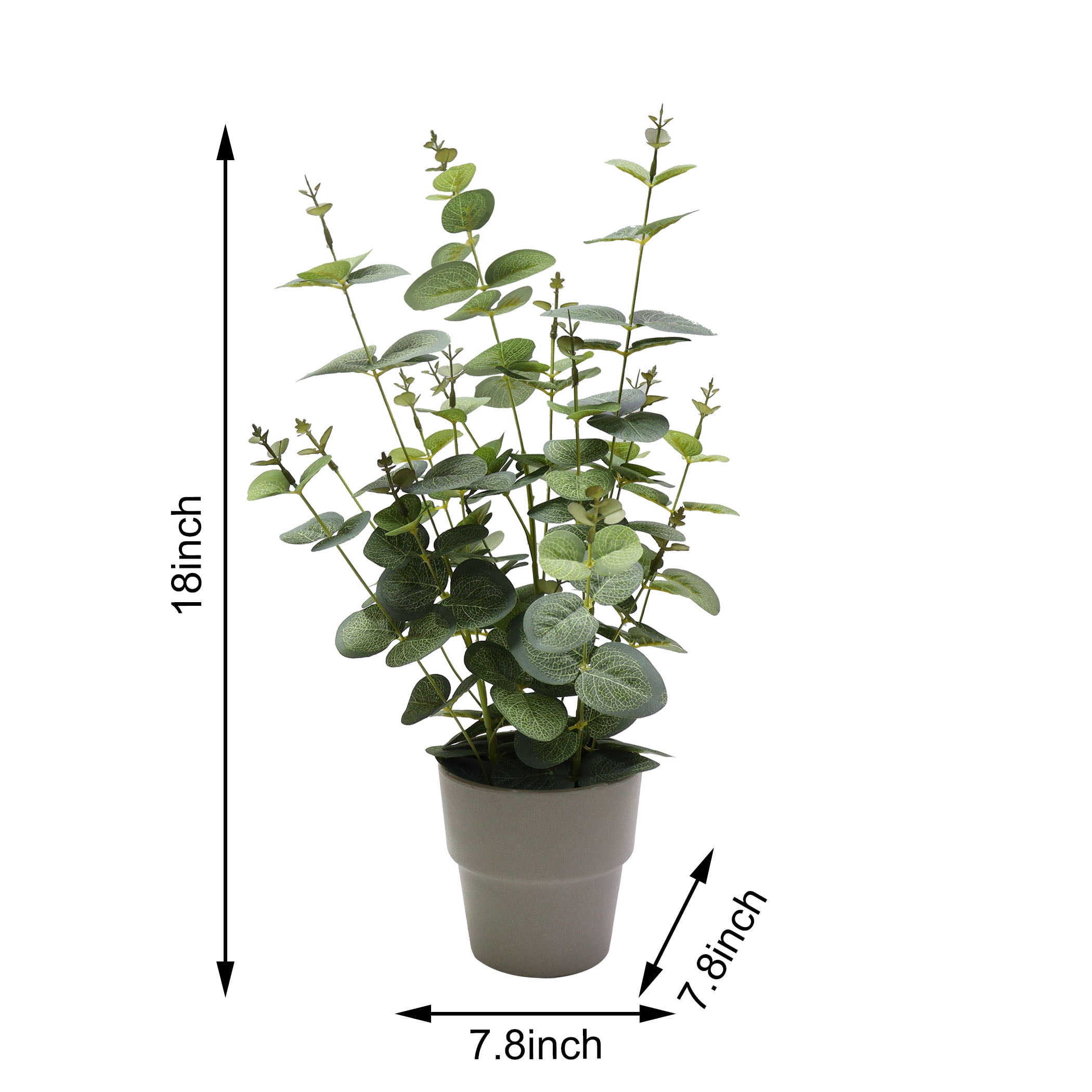 Nature's Mark 19.7’’H Artificial Eucalyptus Greenery Plant in Gray Plastic Planter