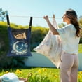 thumbnail image 2 of SEANATIVE Floral Moon Clothespin Bags with Hanging Rope Butterfly Summer Laundry Clothes Pin Holder Clothespin Storage Organizer with Large Opening, 14.5 x 12 Inch, 2 of 7