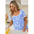 thumbnail image 2 of Ekouaer Nightgowns for Women Lace Trim Sleep Shirts Short Sleeve Night Shirts With Pockets Night Gown Ruffled Sleep Dress, 2 of 6