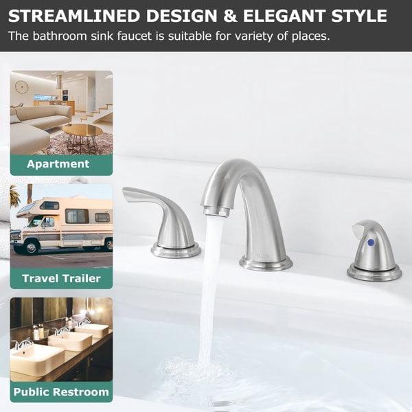 PARLOS 2-Handle Widespread Bathroom Sink Faucet, Brushed Nickel