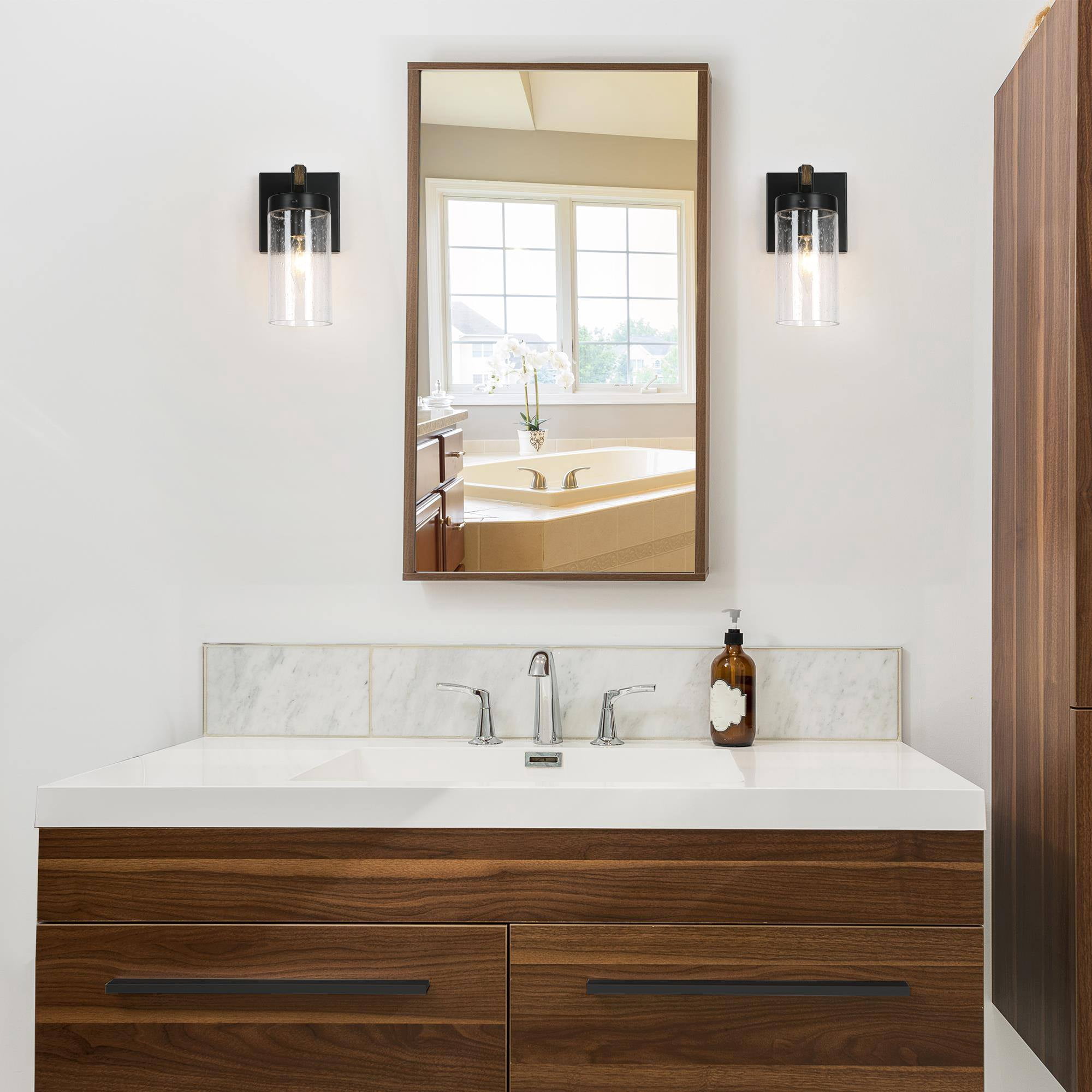 LNC Lapps 4.7-in 1-Light Distressed Brown LED Farmhouse Vanity Light Bar