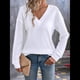 thumbnail image 4 of Blusas de Punto Gofre para Mujer, Blusas Casuales de Larga con Farol, Cuello en V, Camisetas Oversize. M, 4 of 8