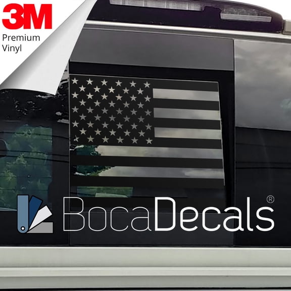 BocaDecals Precut Rear Middle Window American Flag Decal For 2013-2022 Nissan Titan - Made in USA - Small Home Business (MatteBlack)