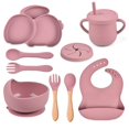 thumbnail image 1 of 9Pcs Children‘S Silicone Tableware Set Baby Non-Slip Divided Children‘S Plate Bowl With Suction Cup, 1 of 5