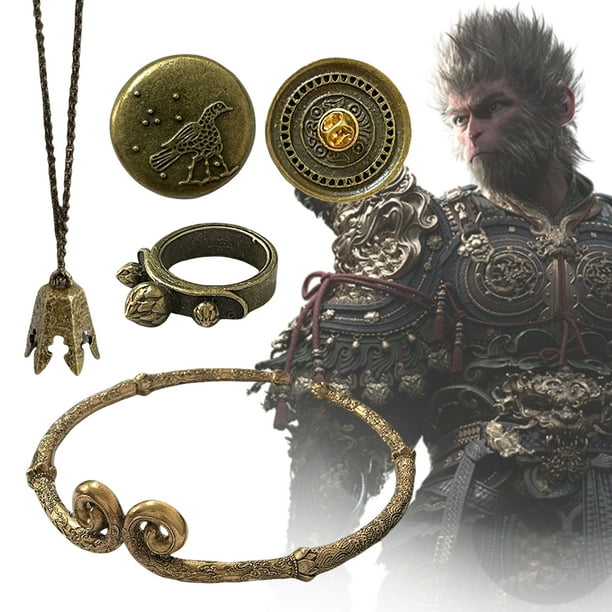 Brazalete Abierto Con Nube Grabada Colección Sun Wukong Collar Hecho A Mano Insignia Anillo