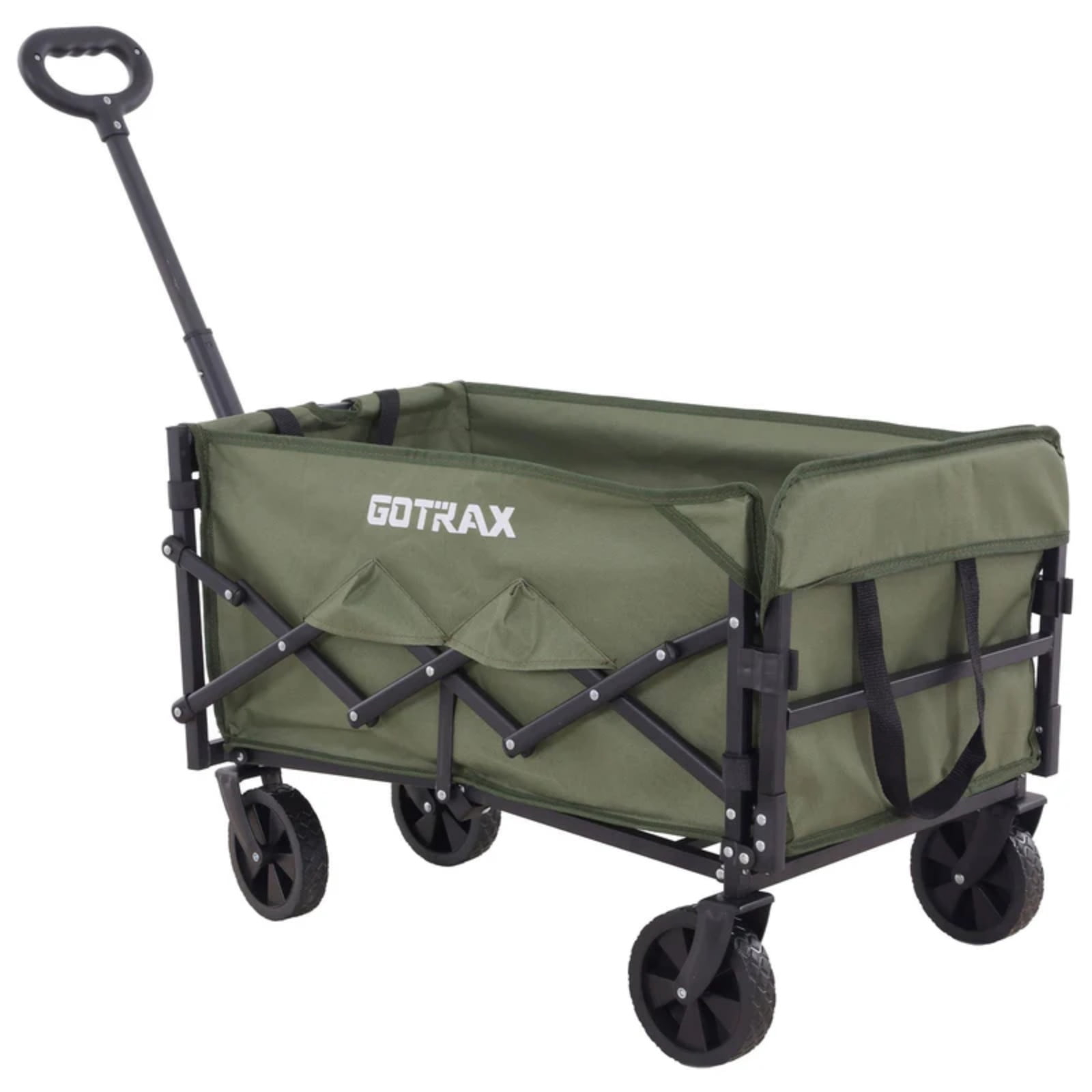GOTRAX Collapsible Folding Wagon Cart, 100L Storage & 350LB Capacity Garden Wagons for Camping & Beach, Green