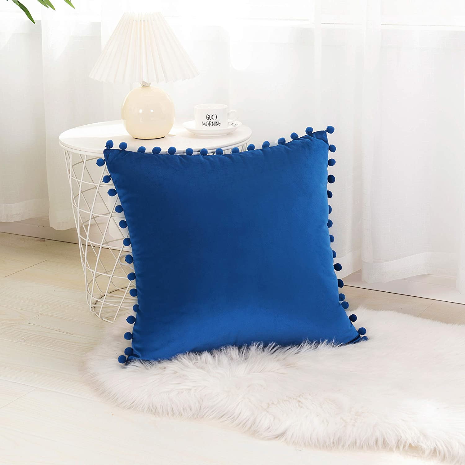 Velvet Soft Solid Decorative Square Throw Pillow Covers Set20 x 20 Inch Royal Blue