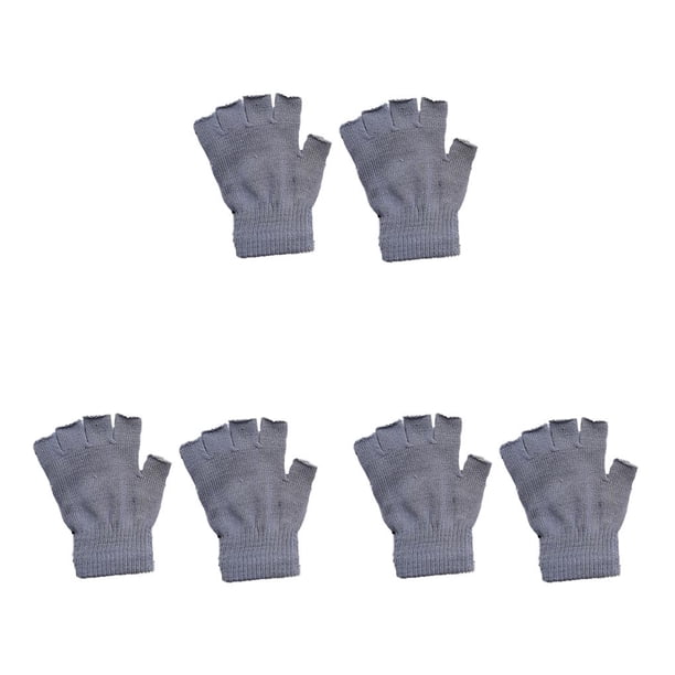 Jumpingount 1 par de guantes sin dedos tejido artesanal guante de medio dedo mujeres hombres cómodo tejido calentador de manos para exteriores gris claro Type1 NO1 Jumpingount CBP338824
