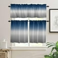 thumbnail image 2 of Blue and Grey Kitchen Curtain Valance and Tiers Set Ombre Blue Gray Rod Pocket Kitchen Tier Curtain Valance Set 3 Piece Gradient Gradual Modern Window Curtain Valance Tier Set for Bedroom 54x36 inch, 2 of 6