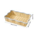 thumbnail image 3 of Hand-woven Paper Rope Storage Basket 15x11x3 Inch Imitation Rattan Decorative Organizer for Snacks and Sundries Home Kitchen Shelf Storage, 3 of 6