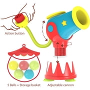 Yookidoo Toddler Bath Toy - Water Cannon Ball Blaster Shooting Game for Bathtub - 5 Balls Plus Target Hoop , Kinetic Hand-Powered Pump (Ages 3-6)