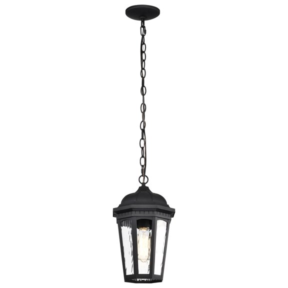 Nuvo Lighting East River Outdoor Hanging Light Matte Black Finish Clear Water Glass