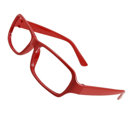 Red Plastic Temples Arms Full Rim Rectangular Eyeglasses Frame for