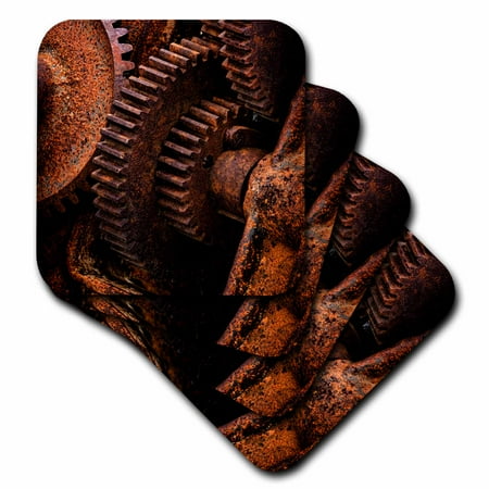 

3dRose USA Alaska Chena Hot Springs. Detail of rusty gears. - Soft Coasters set of 8