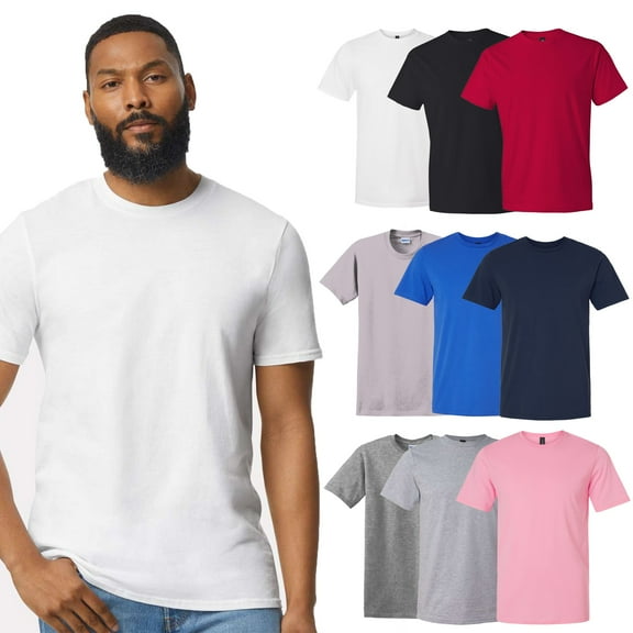 Gildan Short Sleeve Softstyle T-Shirt, Men's Lightweight Crewneck Assorted Color Tee, 9 Pack, Size S