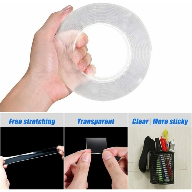 tezong 77X6RV9 Heavy Duty Double Sided Tapes Removable Wall Tape Clear  Mounting Tape Gel Grip Tape Adhesive Washable Reusable Tape Sticky