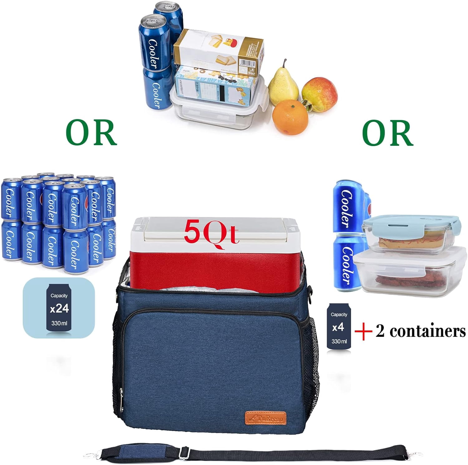 HotAdsFW Insulated Cooler Bag 6/24 Can Collapsible Leakproof Soft Sided Cooler for Car, Portable Foldable Small Ice Chest for Beach Camping Picnic Travel, 5/15qt Lunch Box for Men Work