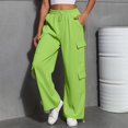 thumbnail image 6 of Women's Fashion Sport Solid Color Casual Sweatpants with Pockets - Long Pants for Everyday Wear and Winter Season,Fluorescent Green,3XL, 6 of 7