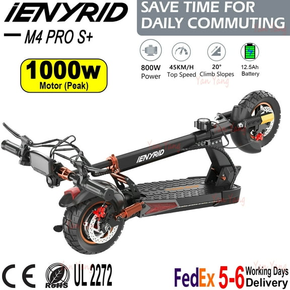‌iENYRID M4 PRO S  All-Terrain Scooter‌-1000W Peak Motor,28 MPH,12.5Ah Battery,26 Miles Long Range,3s Foldable in,10 in Urban Commuter Electric Scooter,UL 2272 Approved,6-7 Working Days Free Delivery