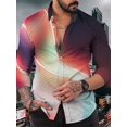 thumbnail image 1 of Camisas de manga larga de otoño para hombre con estampado de rayos Camisa de manga larga Tops casuales para hombre Ropa de calle de un solo pecho para hombre, 1 of 6