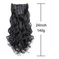 thumbnail image 3 of Extensions de Cheveux Longues et Bouclées Synthétiques de 24 Pouces, 16 Clips, Résistantes à la Chaleur, en Dégradé Noir Brun Blond, pour Femmes, 3 of 9